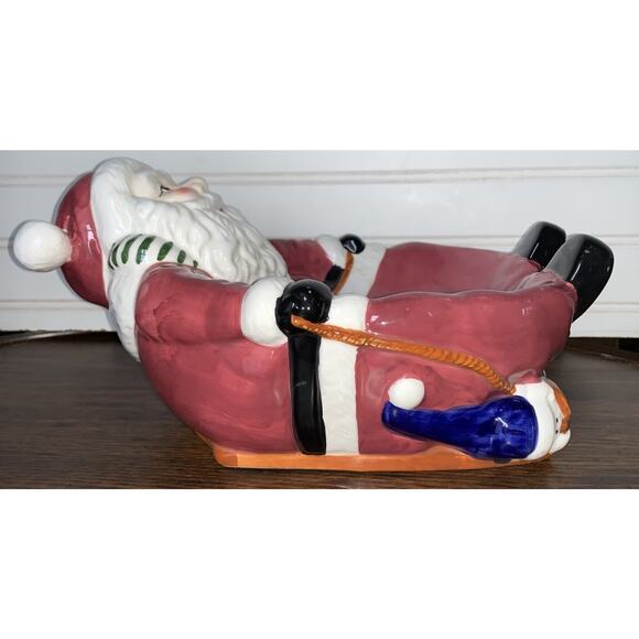 Santa Lying Down Talking Candy Dish Works With Batteries Motion Sensor - Picture 4 of 9